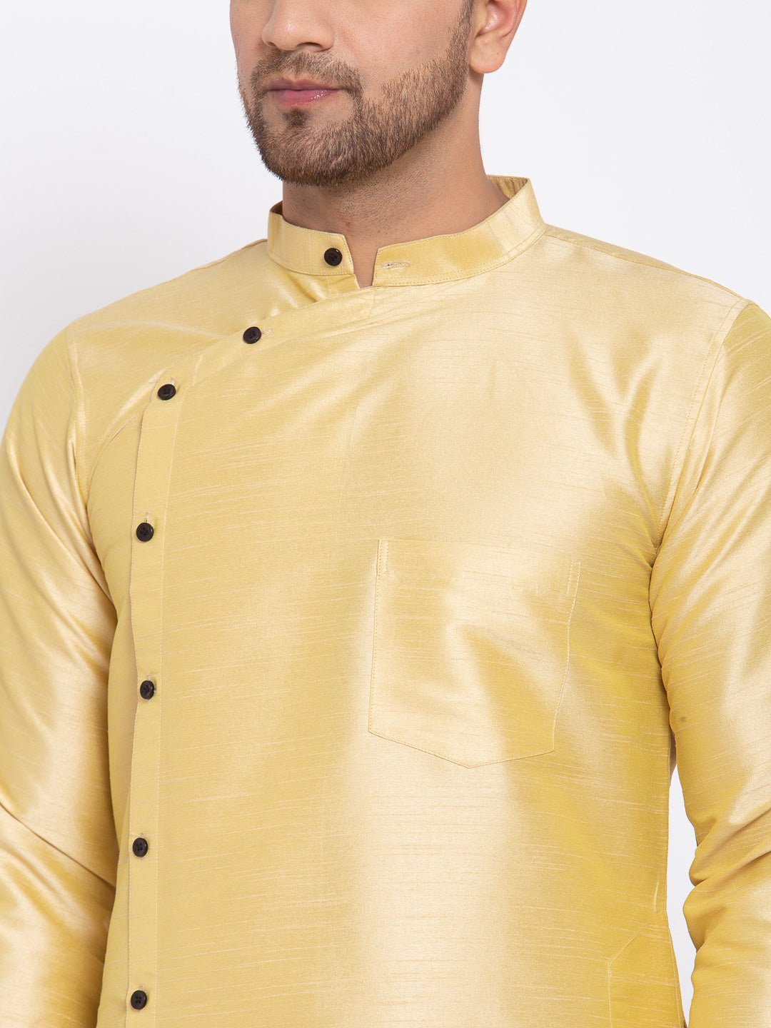 KLOTTHE Golden Cotton Solid Kurta