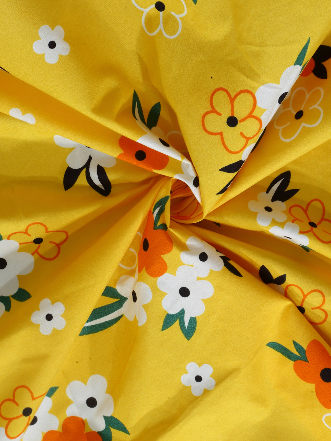 Klotthe Yellow Floral 300 TC Cotton Blend Double Bedsheet with 2 Pillow Covers