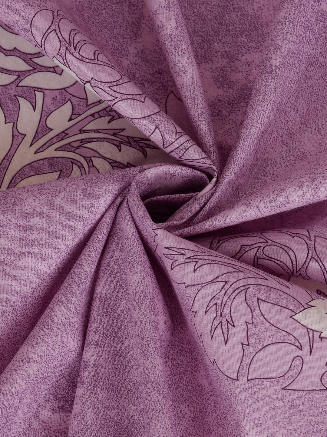 Klotthe Purple Floral 400 TC Pure Cotton Single Bedsheet with Pillow Cover