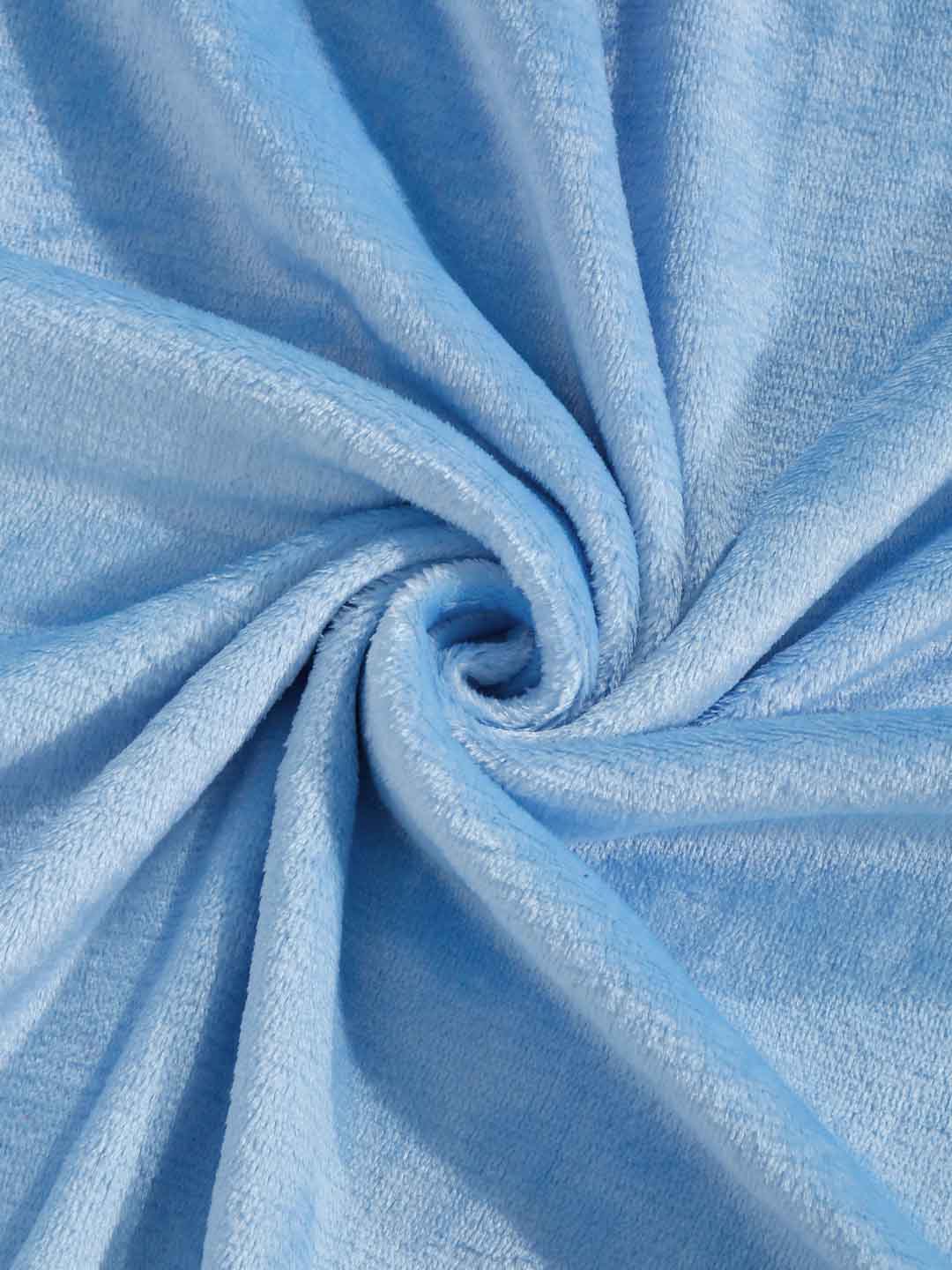 Klotthe Sky Blue Solid Woolen Single Bed Sheet with Pillow Cover