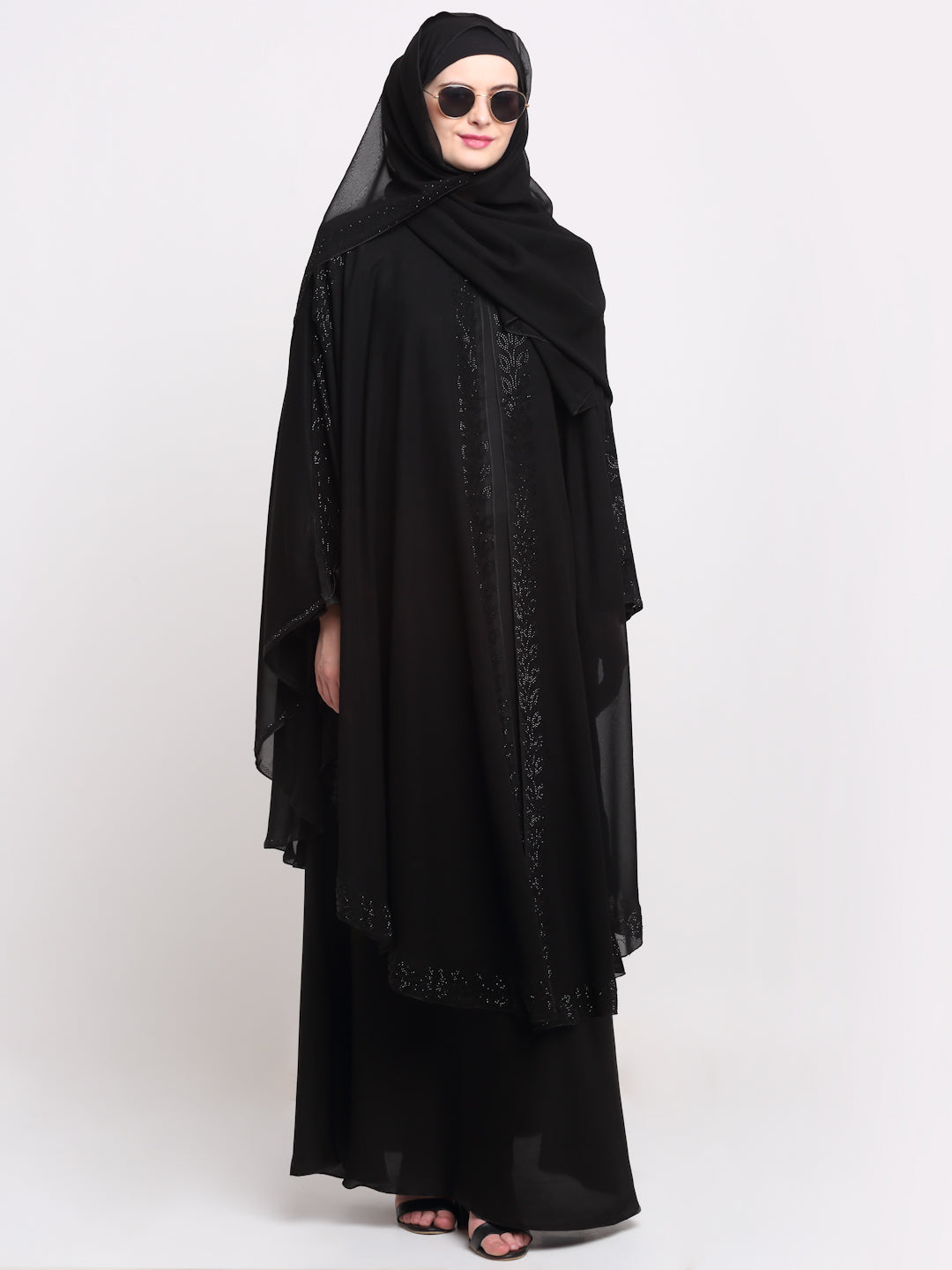 Klotthe Women Black Solid Burqa With Scarf