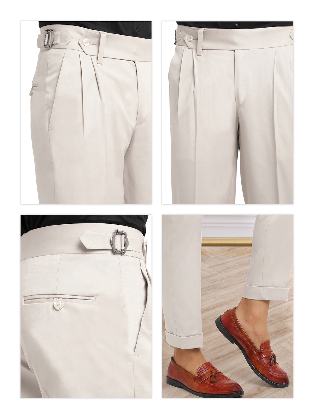 Italian Style Formal Gurkha Pant-Cream