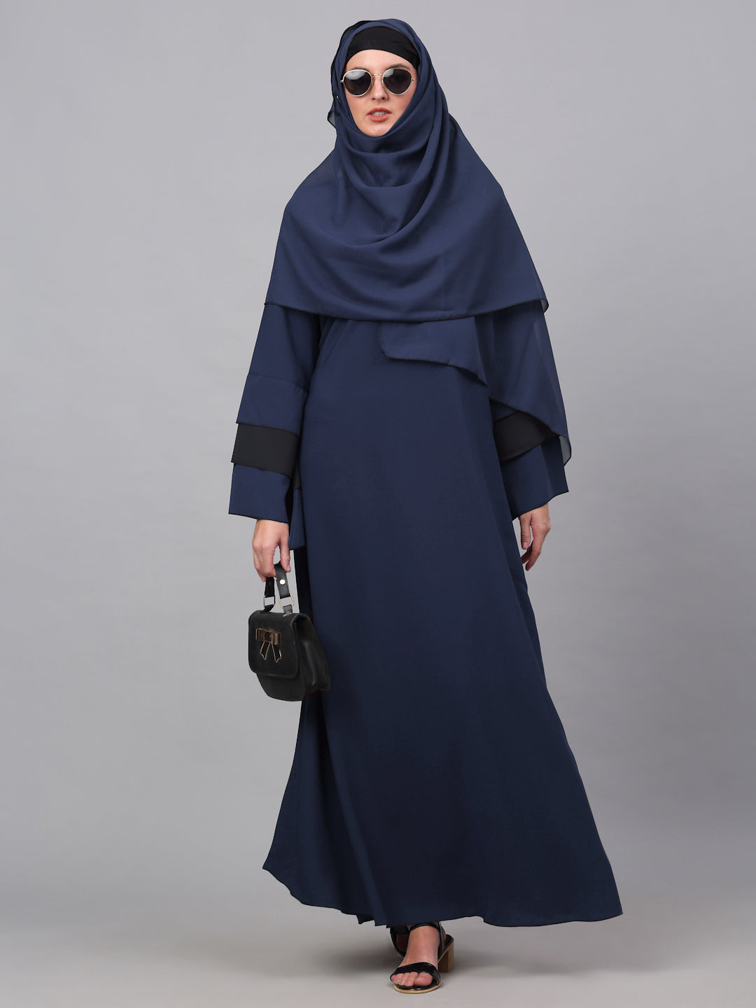 Klotthe Women Blue Embellished Burqa With Scarves