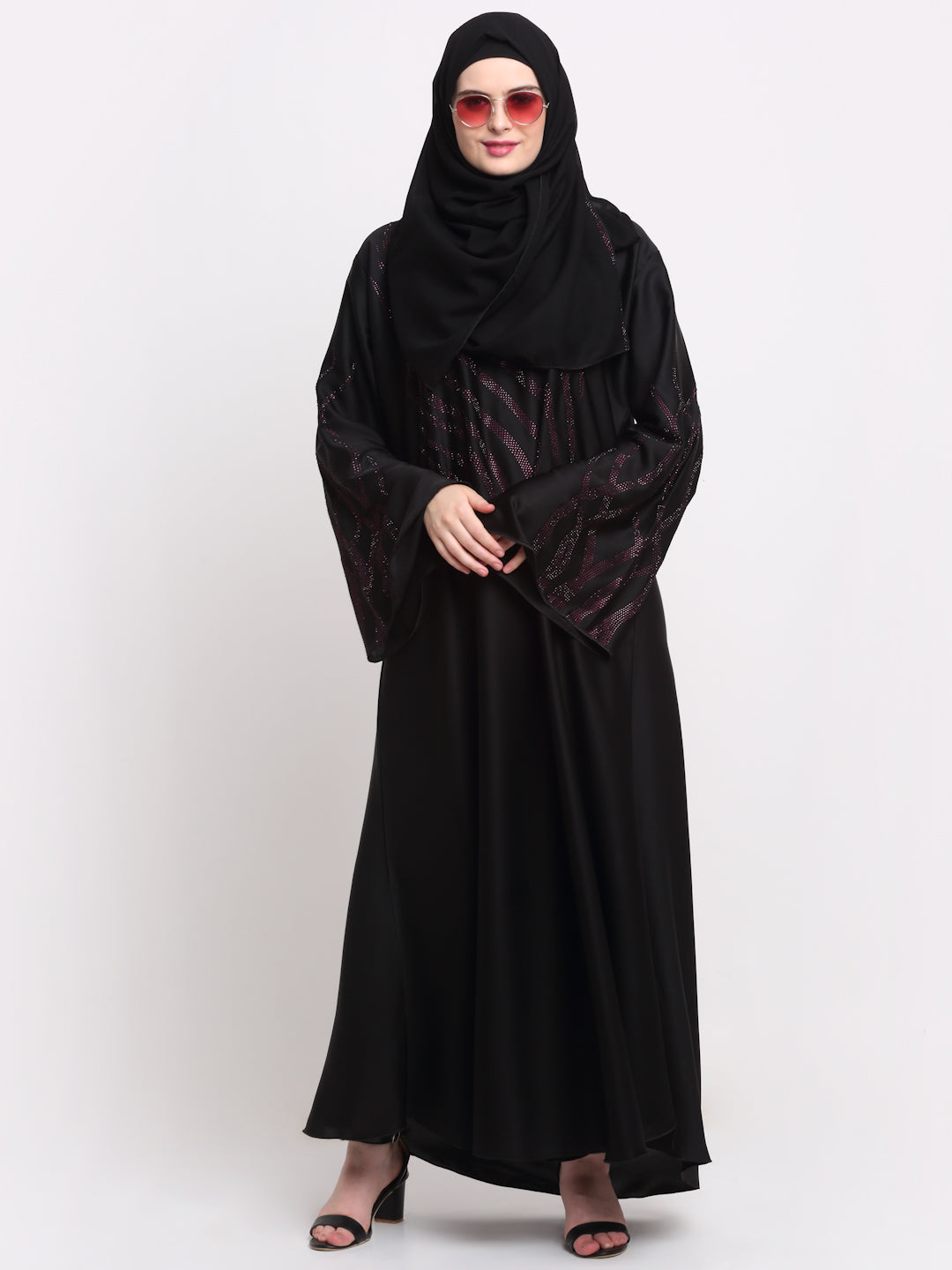 Klotthe Women Black Solid Burqa With Scarf