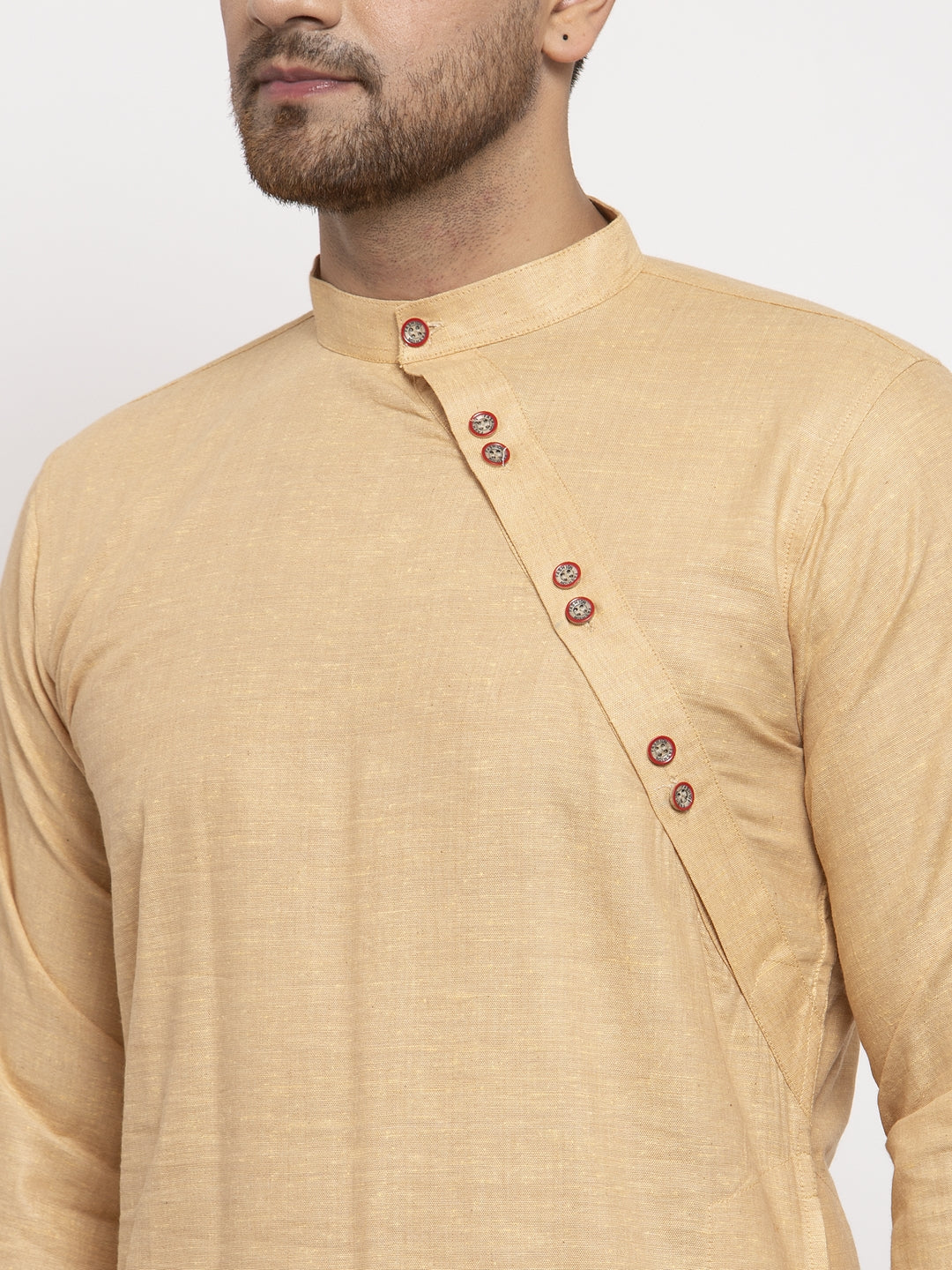 KLOTTHE Beige Cotton Solid Kurta With Pyjama