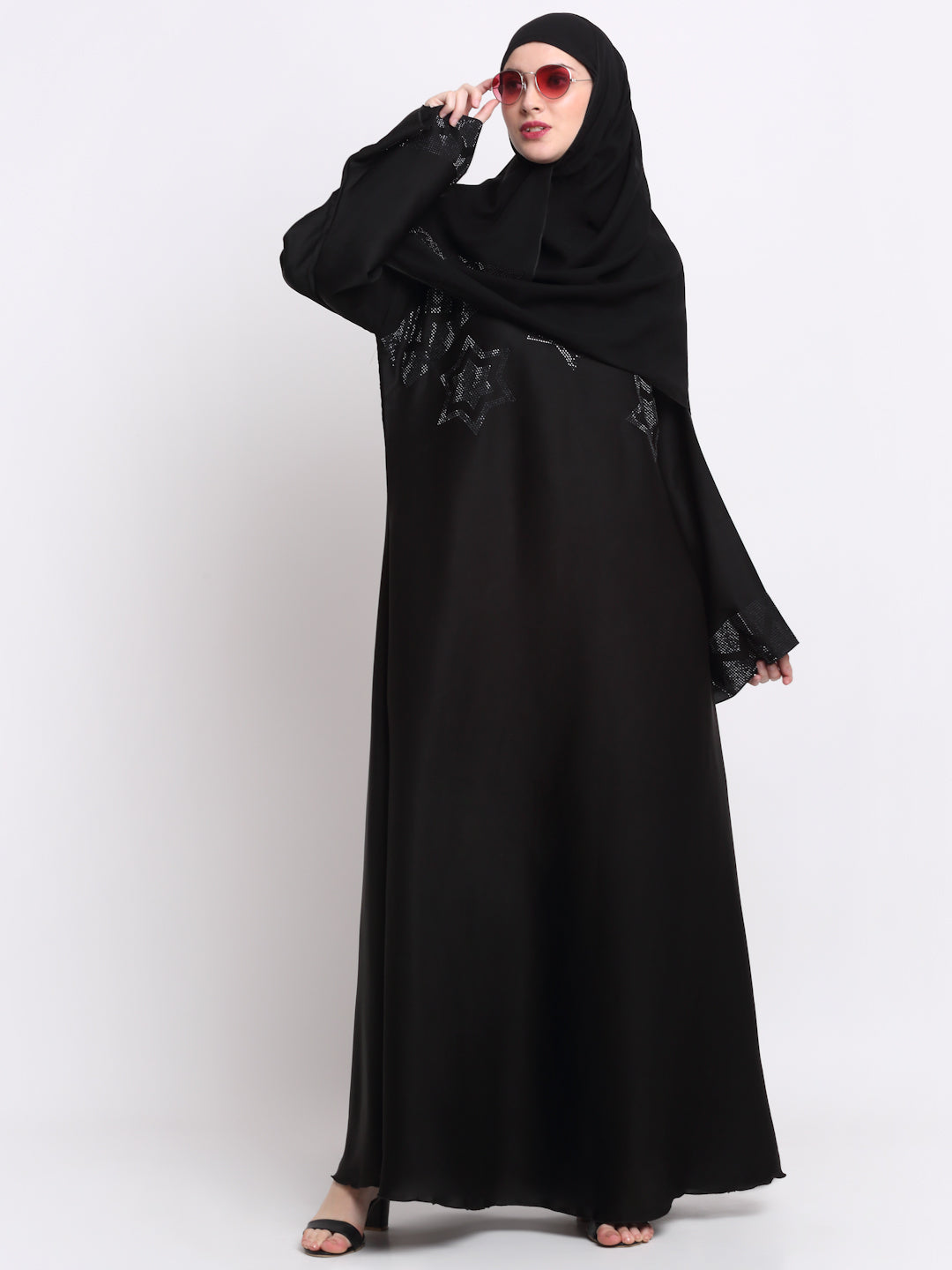 Klotthe Women Black Solid Burqa with Scarf