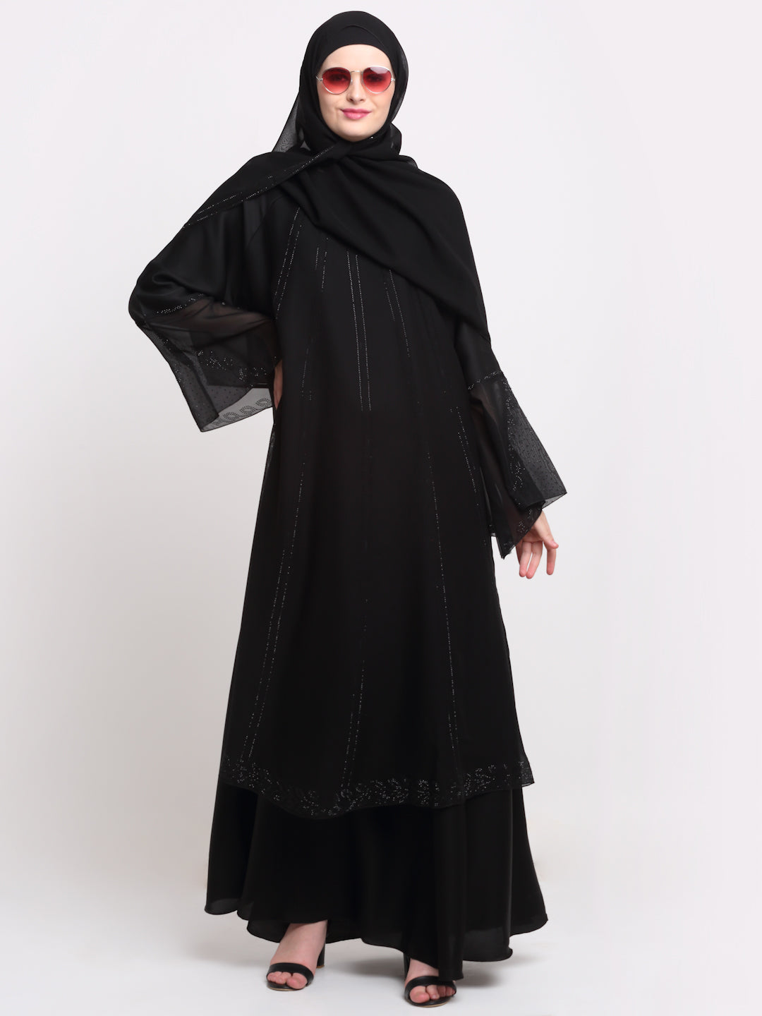 Klotthe Women Black Solid Burqa With Scarf