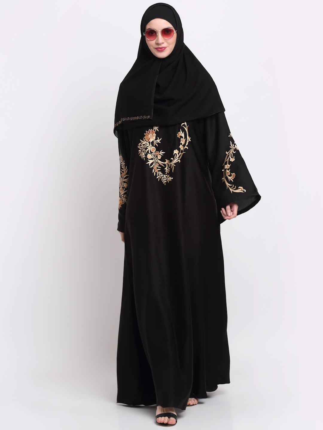 Klotthe Women Black Solid Burqa With Scarf