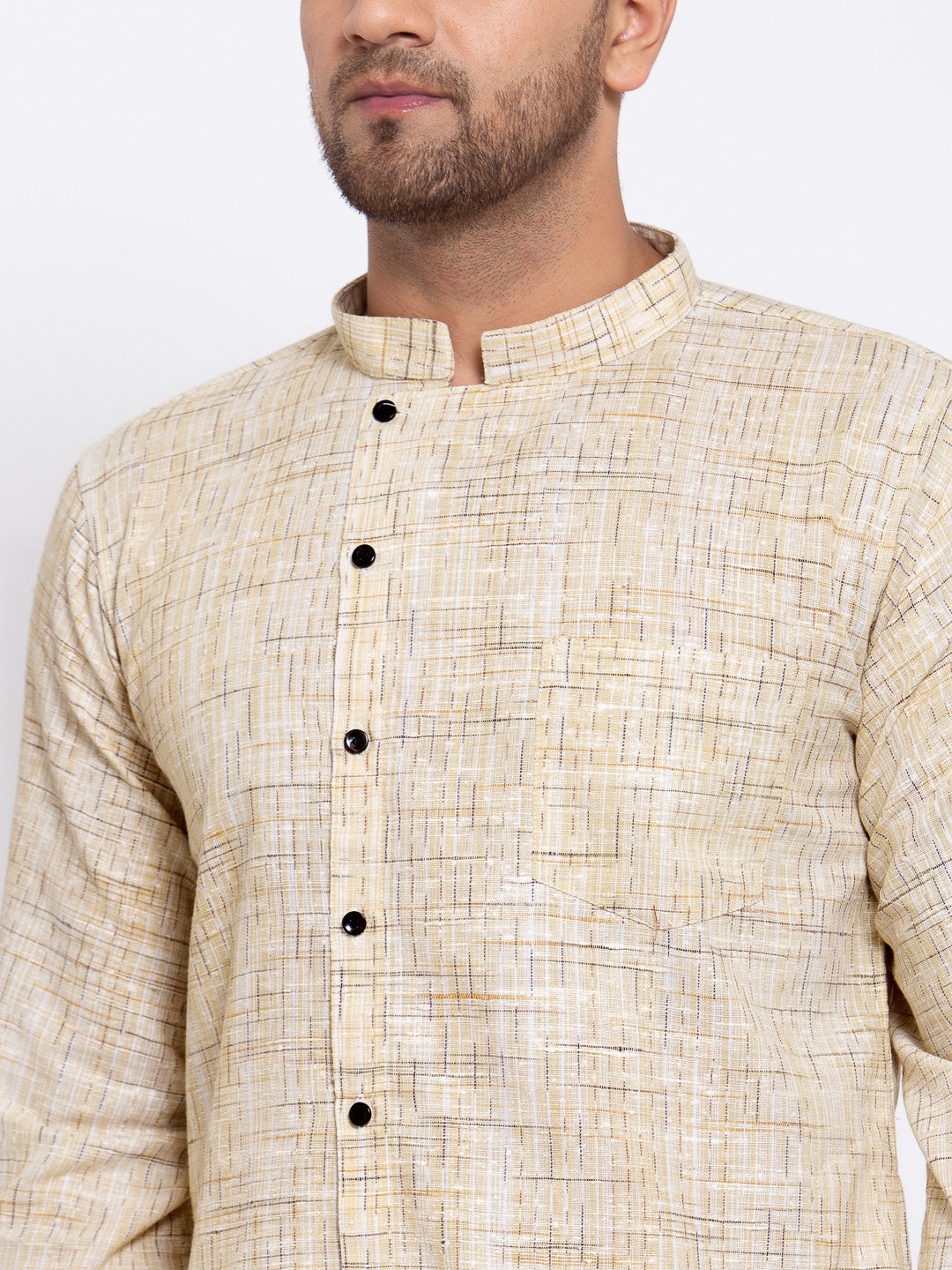 KLOTTHE Beige Cotton Solid Kurta