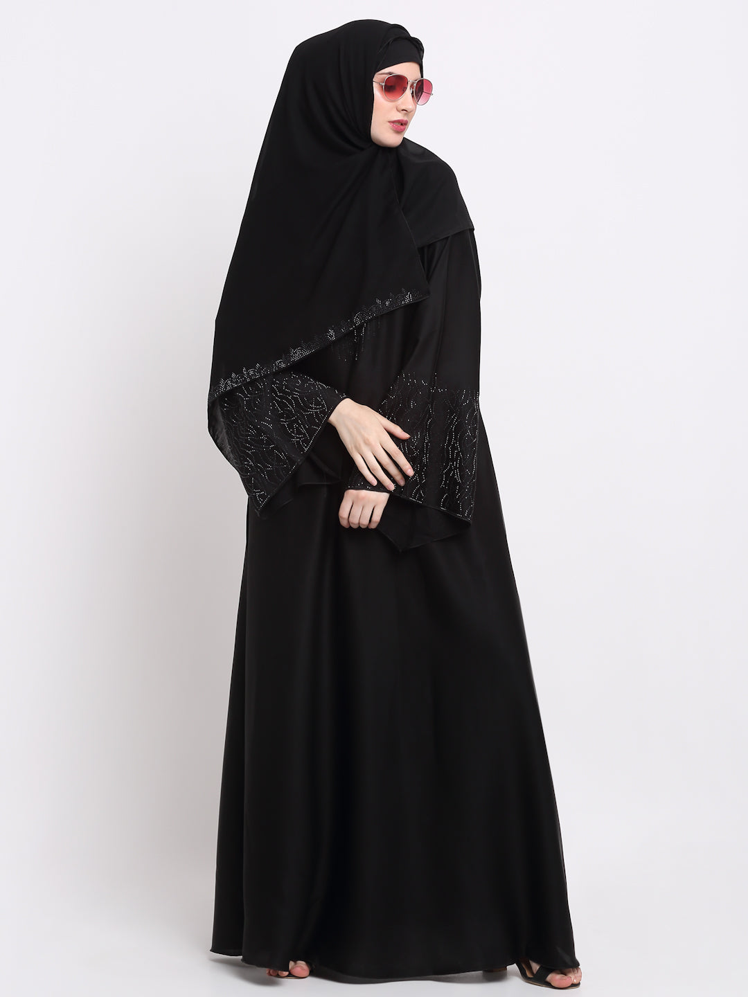 Klotthe Women Black Solid Burqa With Scarf