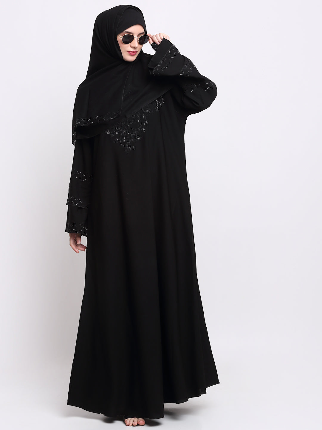 Klotthe Women Black Solid Burqa With Scarf