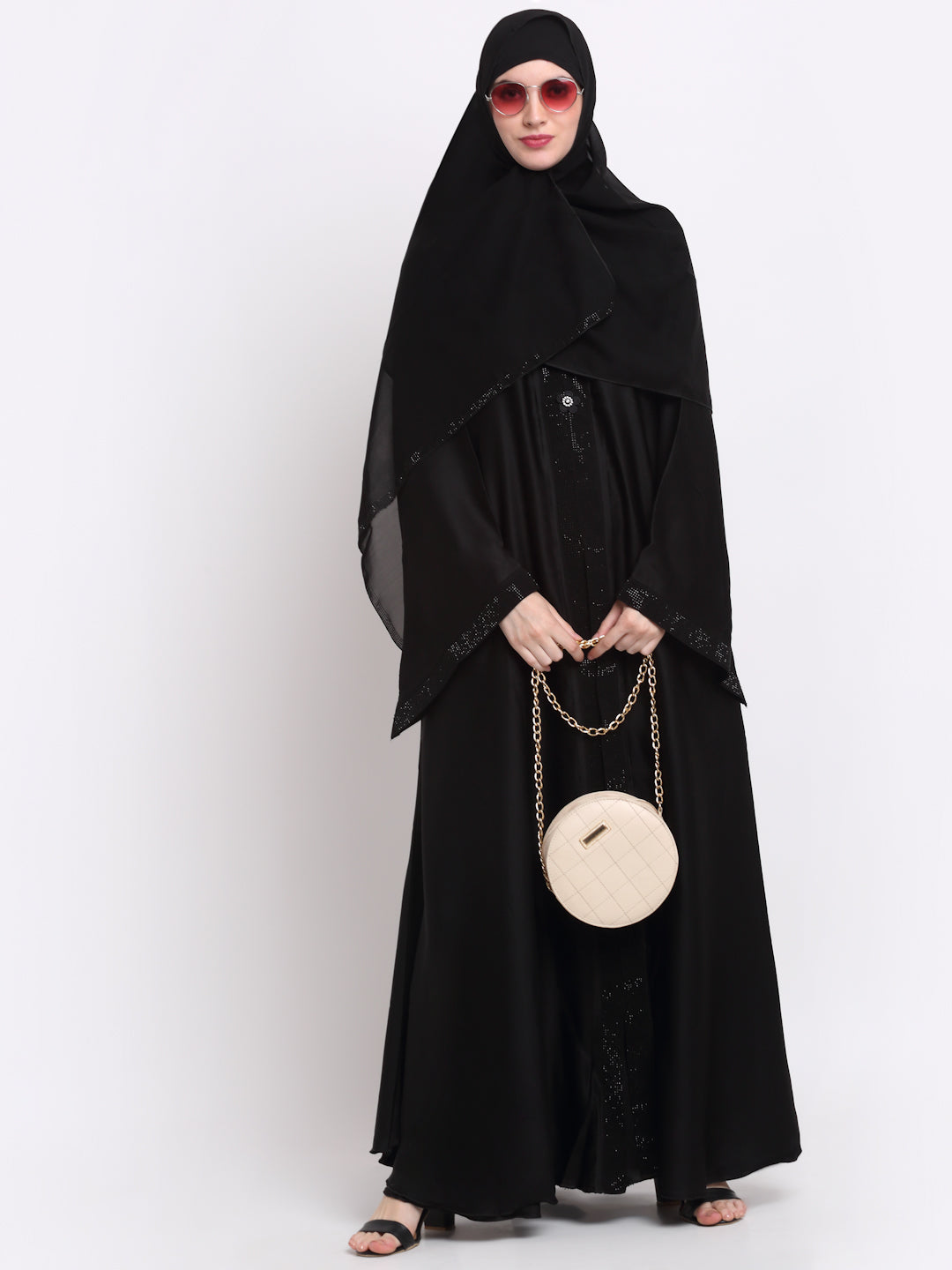 Klotthe Women Black Solid Burqa With Scarf