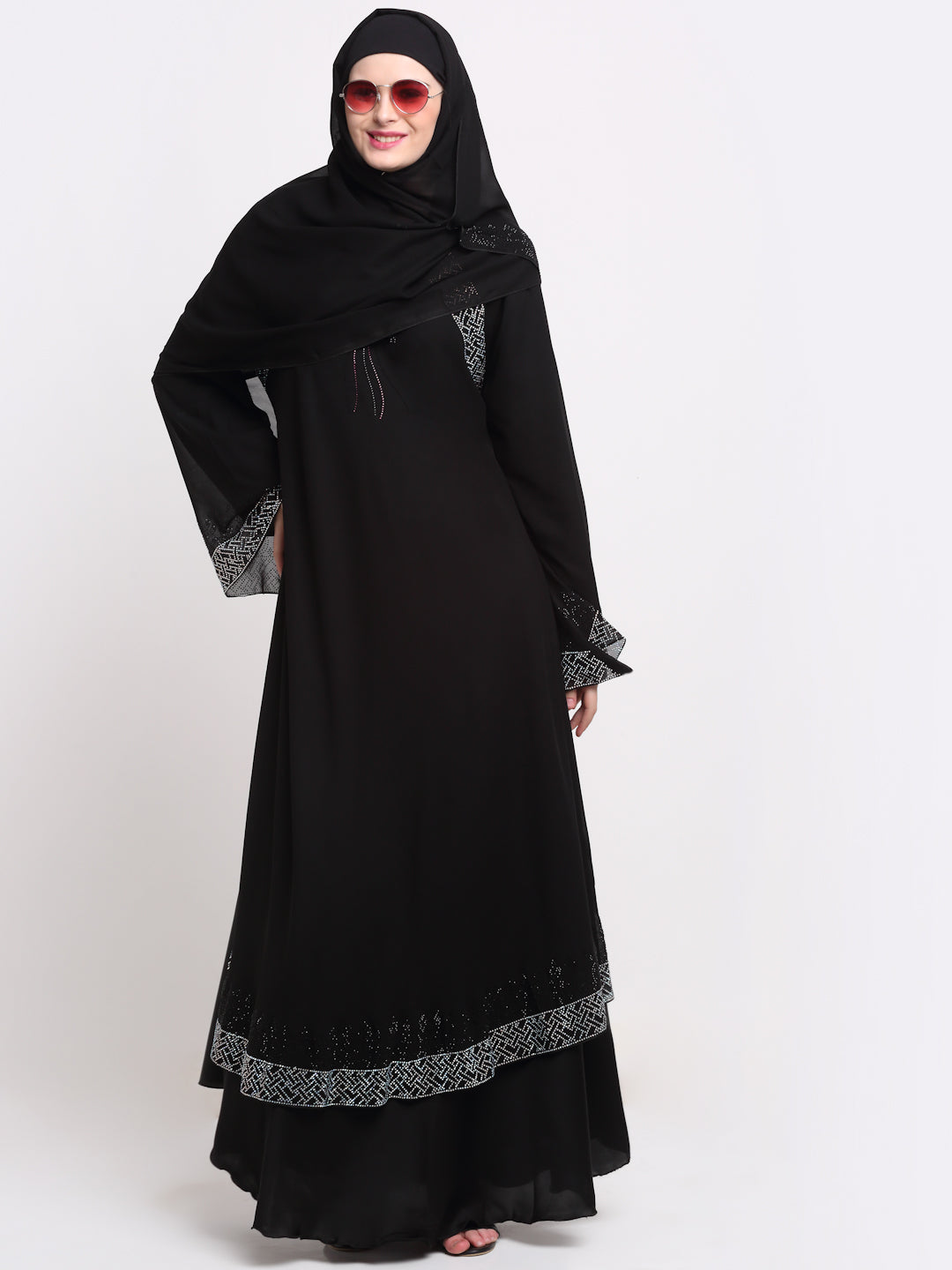 Klotthe Women Black Solid Burqa With Scarf