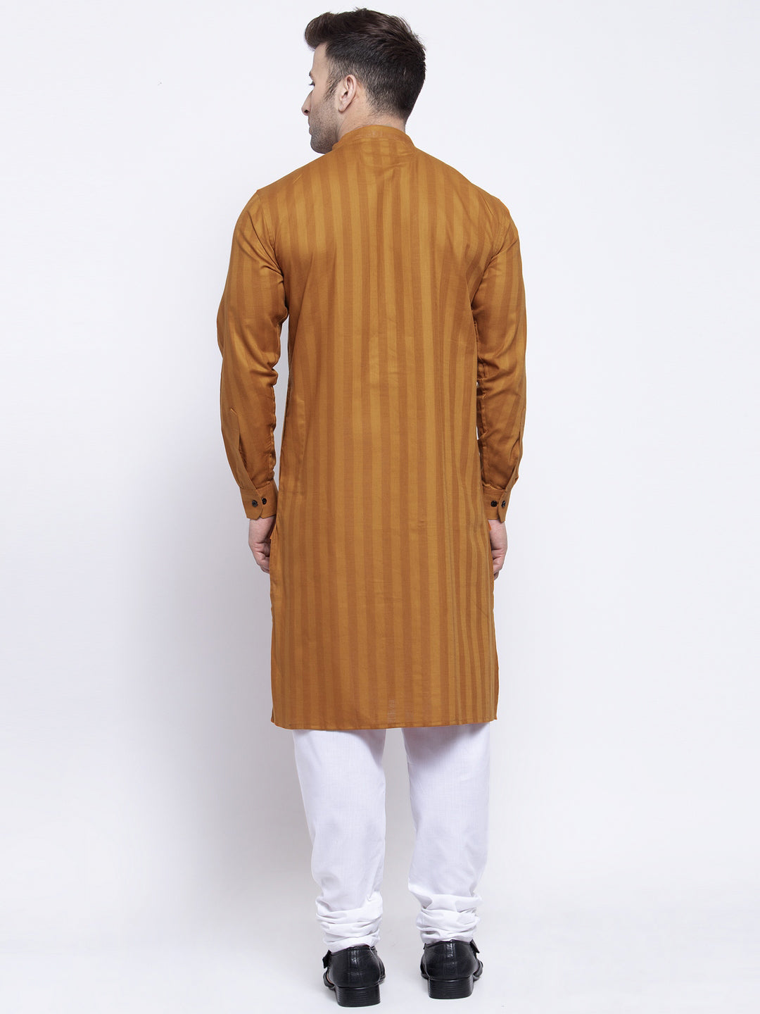 KLOTTHE Rust Cotton Striped Kurtas