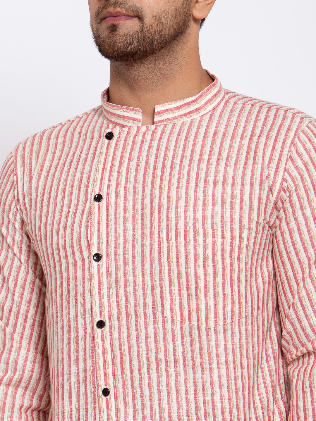 KLOTTHE Red Cotton Striped Kurta