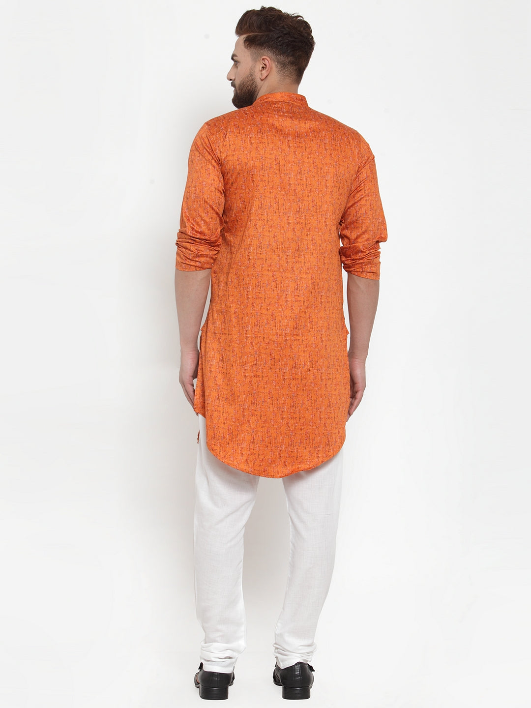 Orange Cotton Silk Abstract Party Kurtas