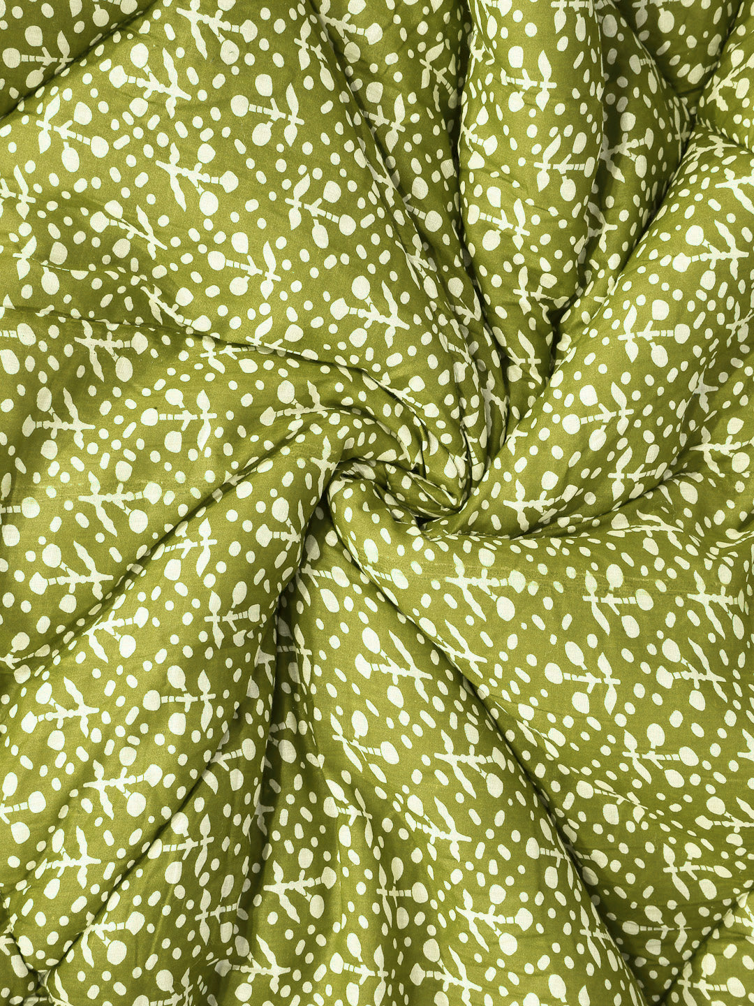 Klotthe Green Abstract Printed 600 GSM Mild Winter Jaypuri Double Bed Quilt