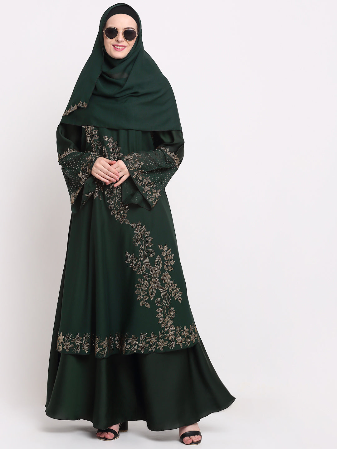 Klotthe Women Green Solid Burqa with Scarf