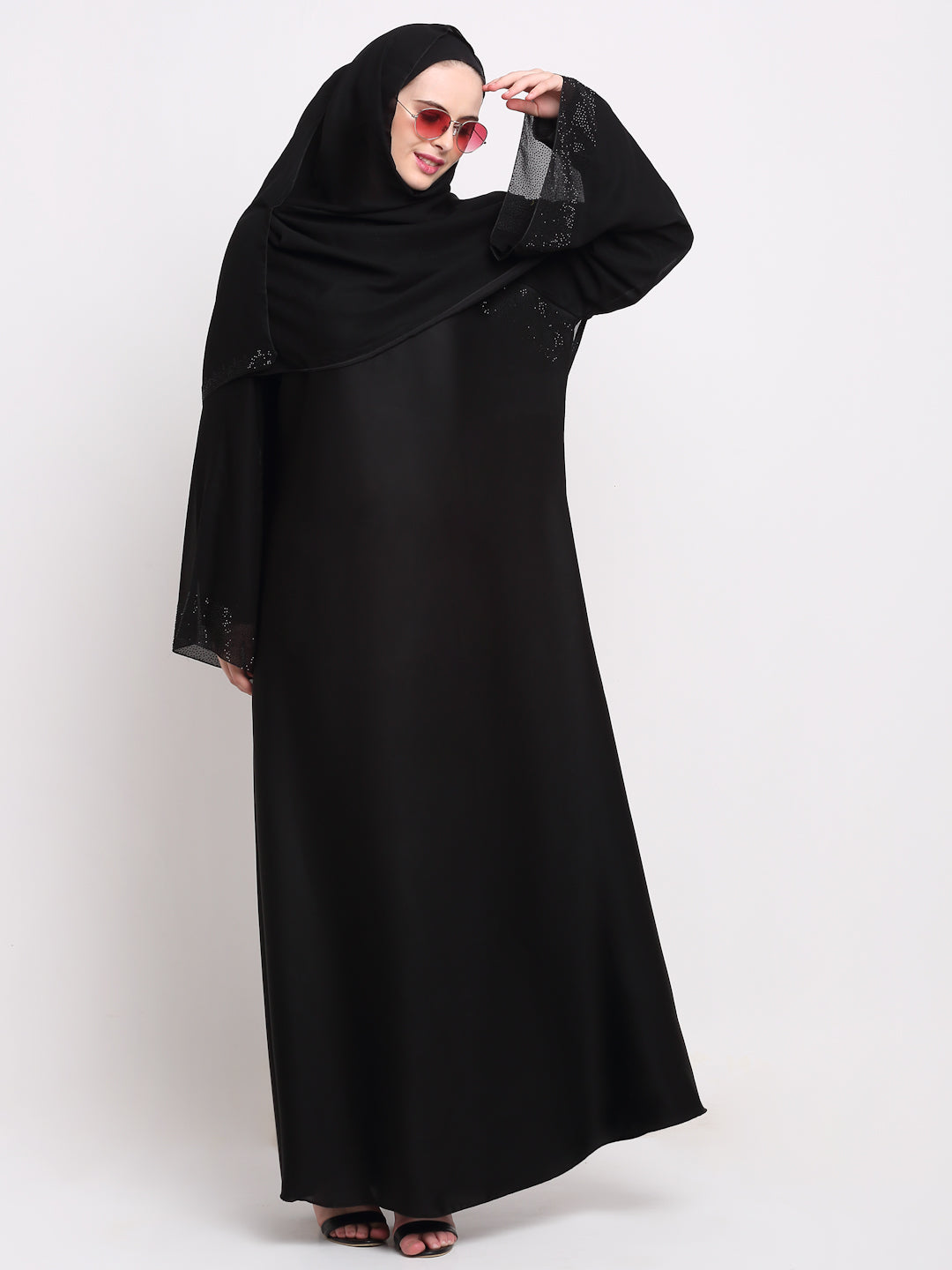 Klotthe Women Black Solid Burqa With Scarf