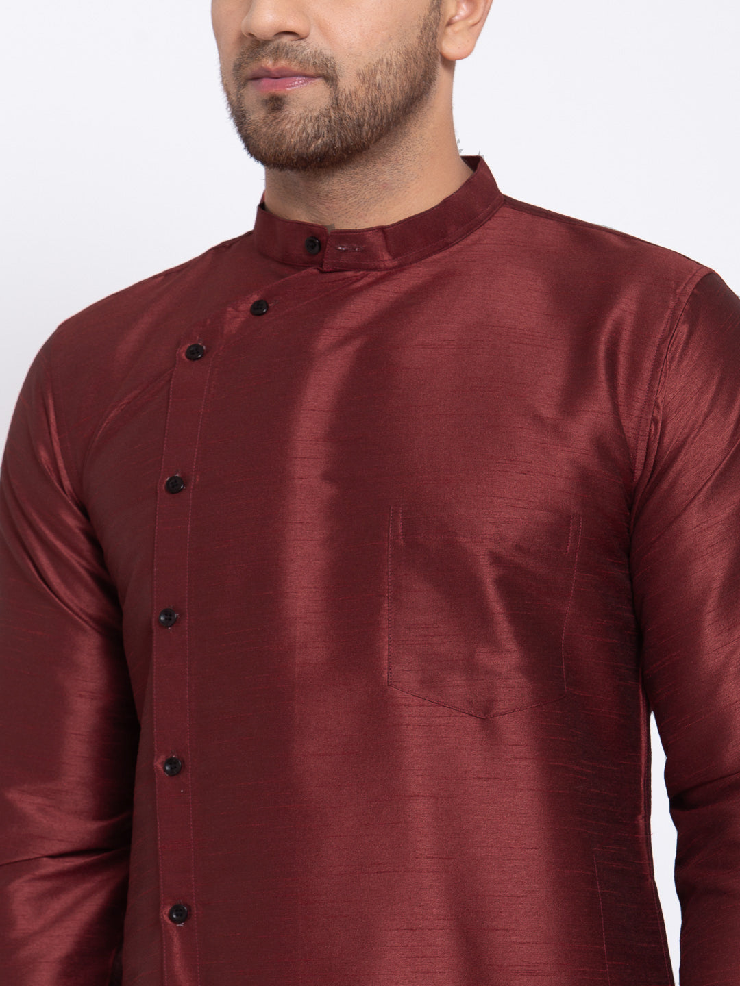 KLOTTHE Maroon Cotton Solid Kurta