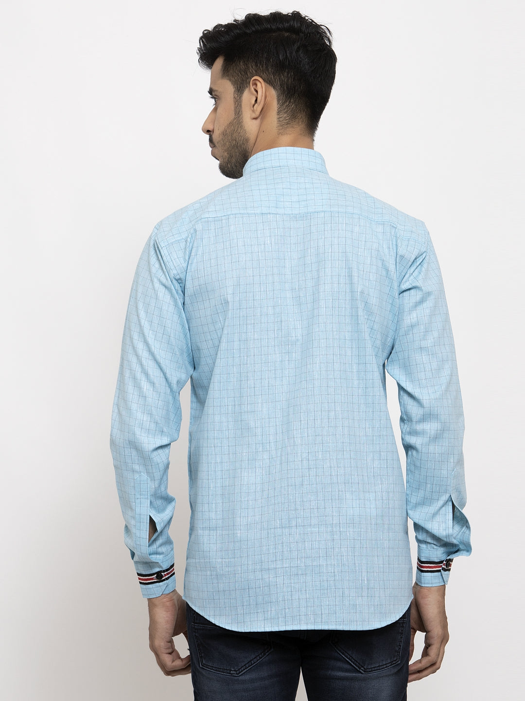 KLOTTHE Blue Cotton Checked Shirts