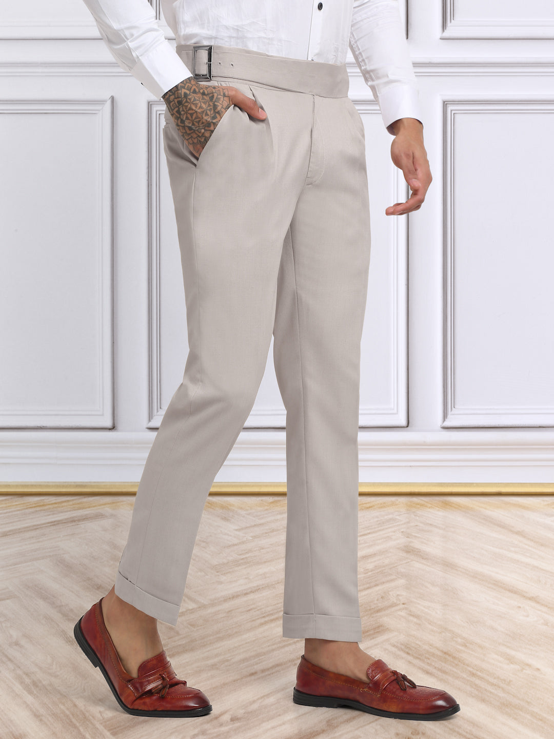 Italian Style Formal Gurkha Pant-Beige