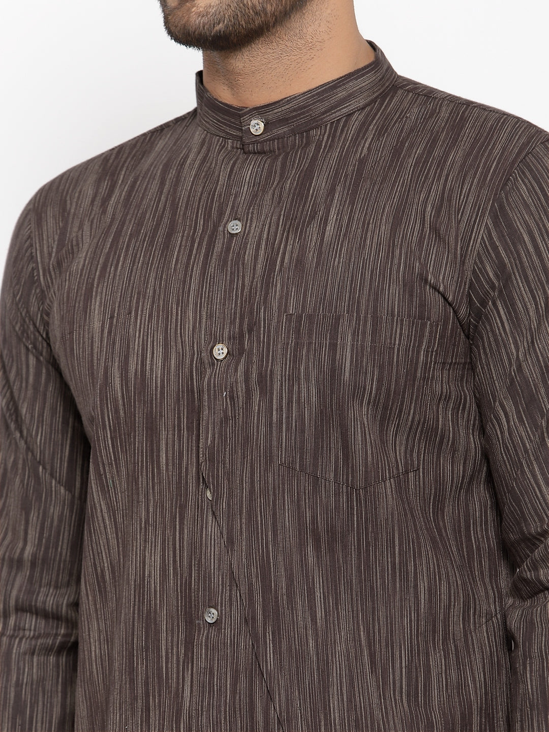 KLOTTHE Brown Cotton Striped Kurta