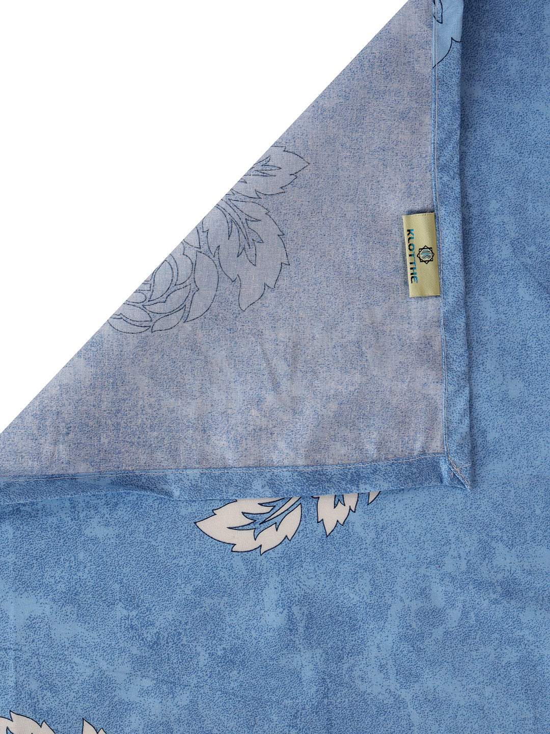 Klotthe Blue Floral 400 TC Pure Cotton Double Bedsheet Set in Book Fold Packing