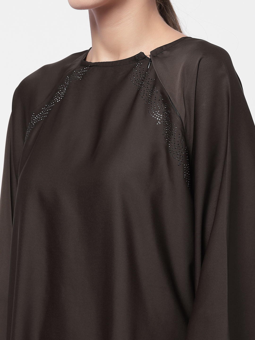 Klotthe Women Brown Embellished Burqa With Scarves