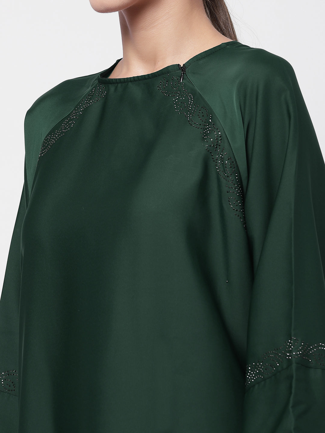 Klotthe Women Green Embellished Burqa With Scarves