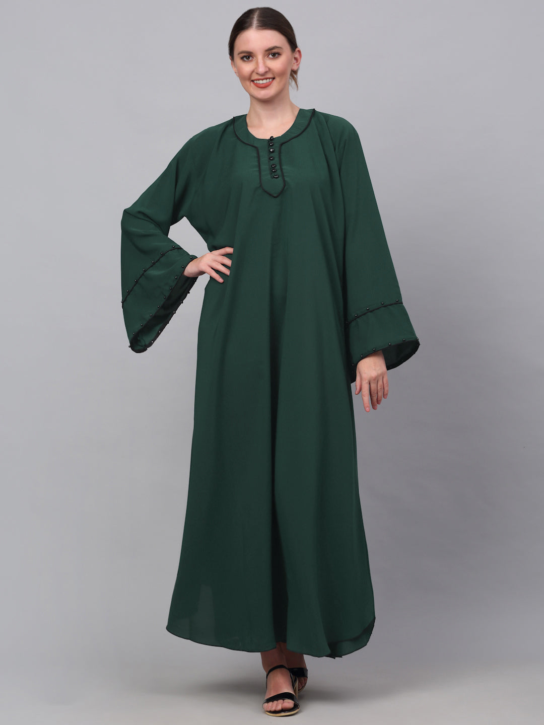 Klotthe Women Green Embellished Burqa With Scarves