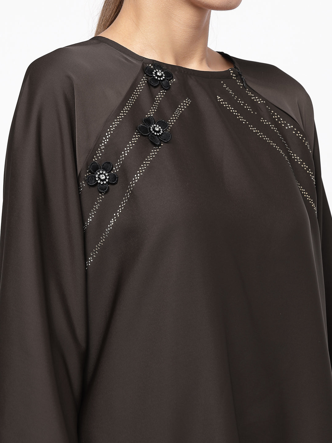 Klotthe Women Brown Embellished Burqa With Scarves