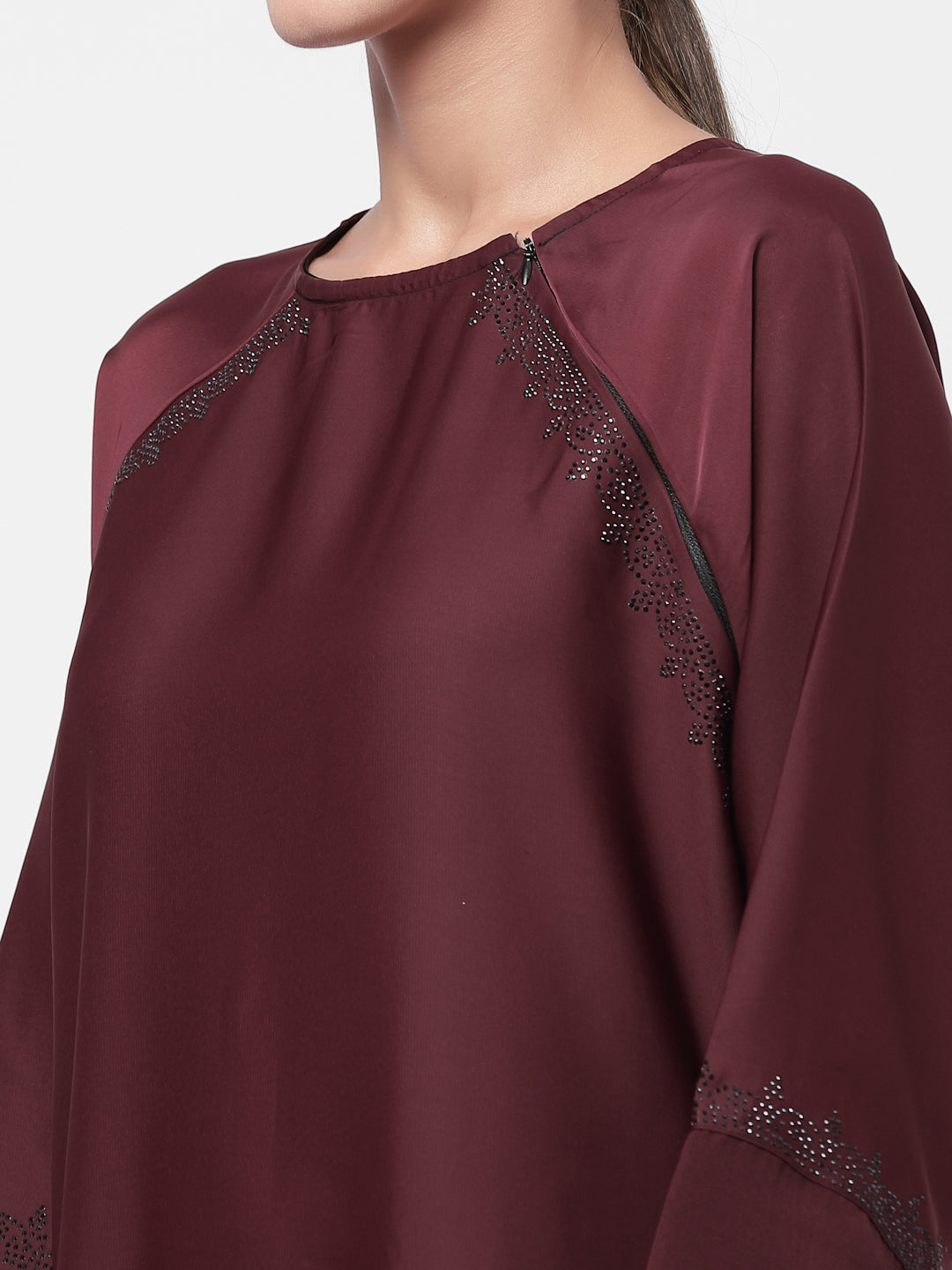 Klotthe Women Maroon Embellished Burqa With Scarves