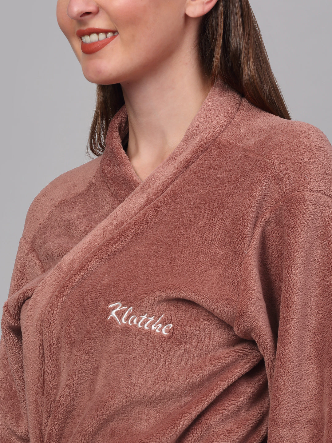 Klotthe Women Rust Solid Bath Robe With Belt