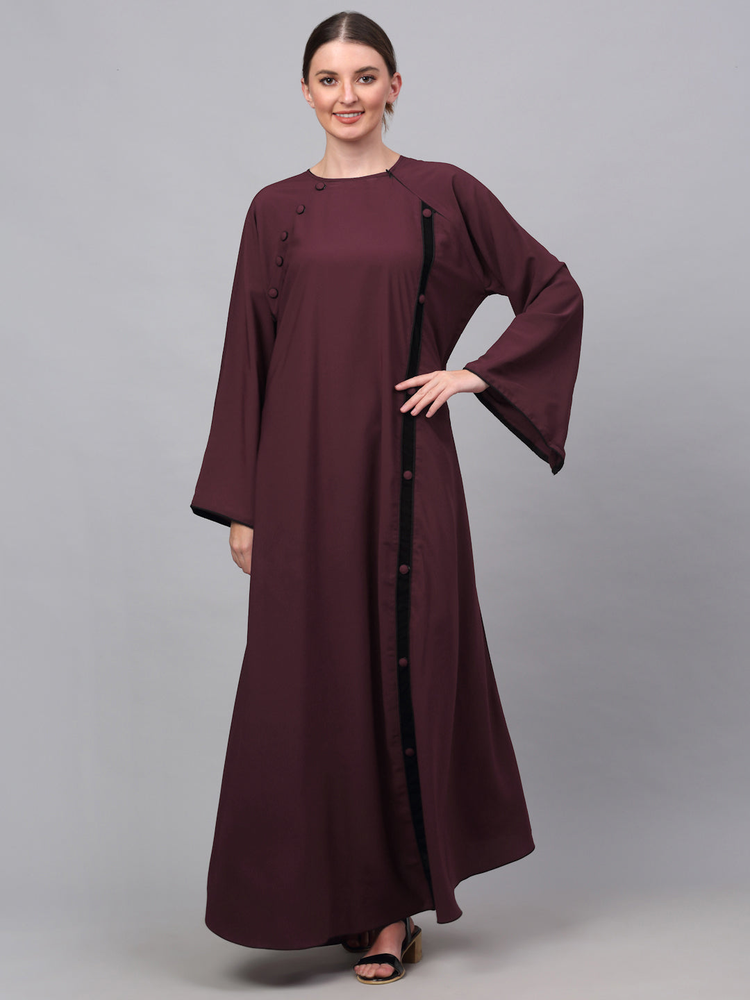 Klotthe Women Maroon Embellished Burqa With Scarves