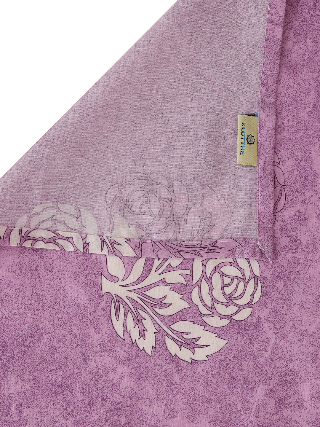 Klotthe Purple Floral 400 TC Pure Cotton Single Bedsheet with Pillow Cover