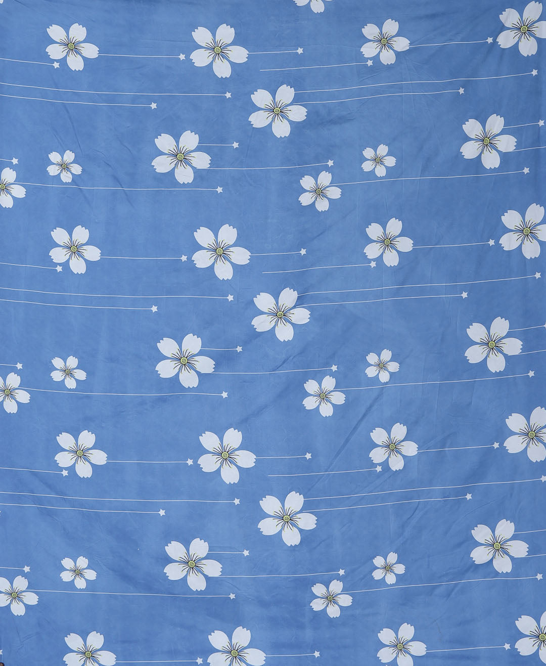 Klotthe Blue Floral 300 TC Cotton Blend Double Bed Sheet with 2 Pillow Covers in Book Fold Packing