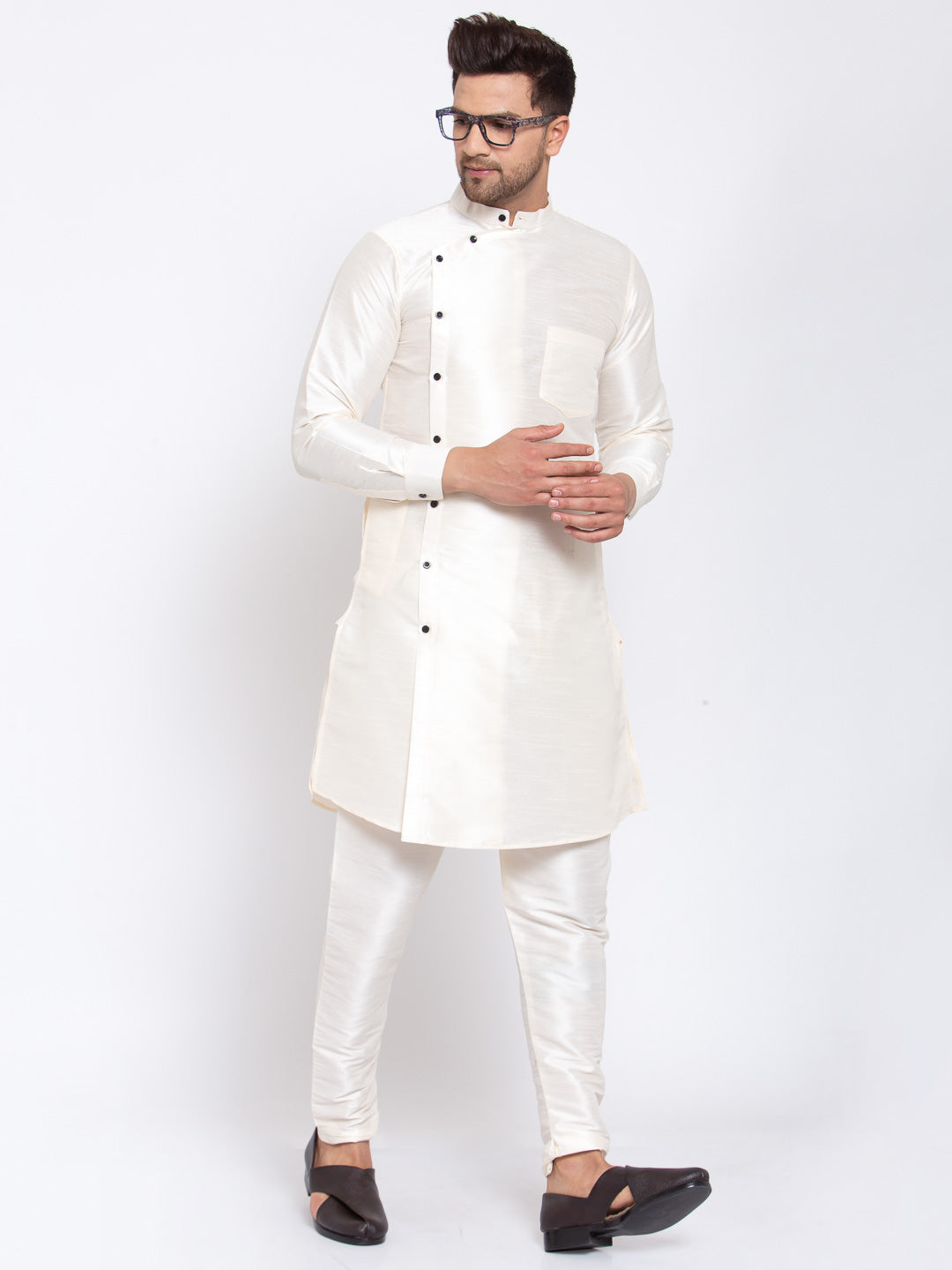 KLOTTHE Cream Cotton Solid Kurta