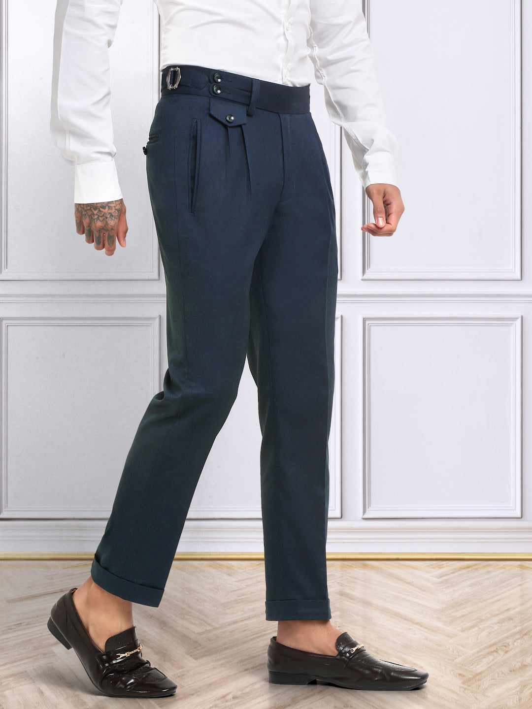 Italian Style Formal Gurkha Pant NavyBlue KLOTTHE