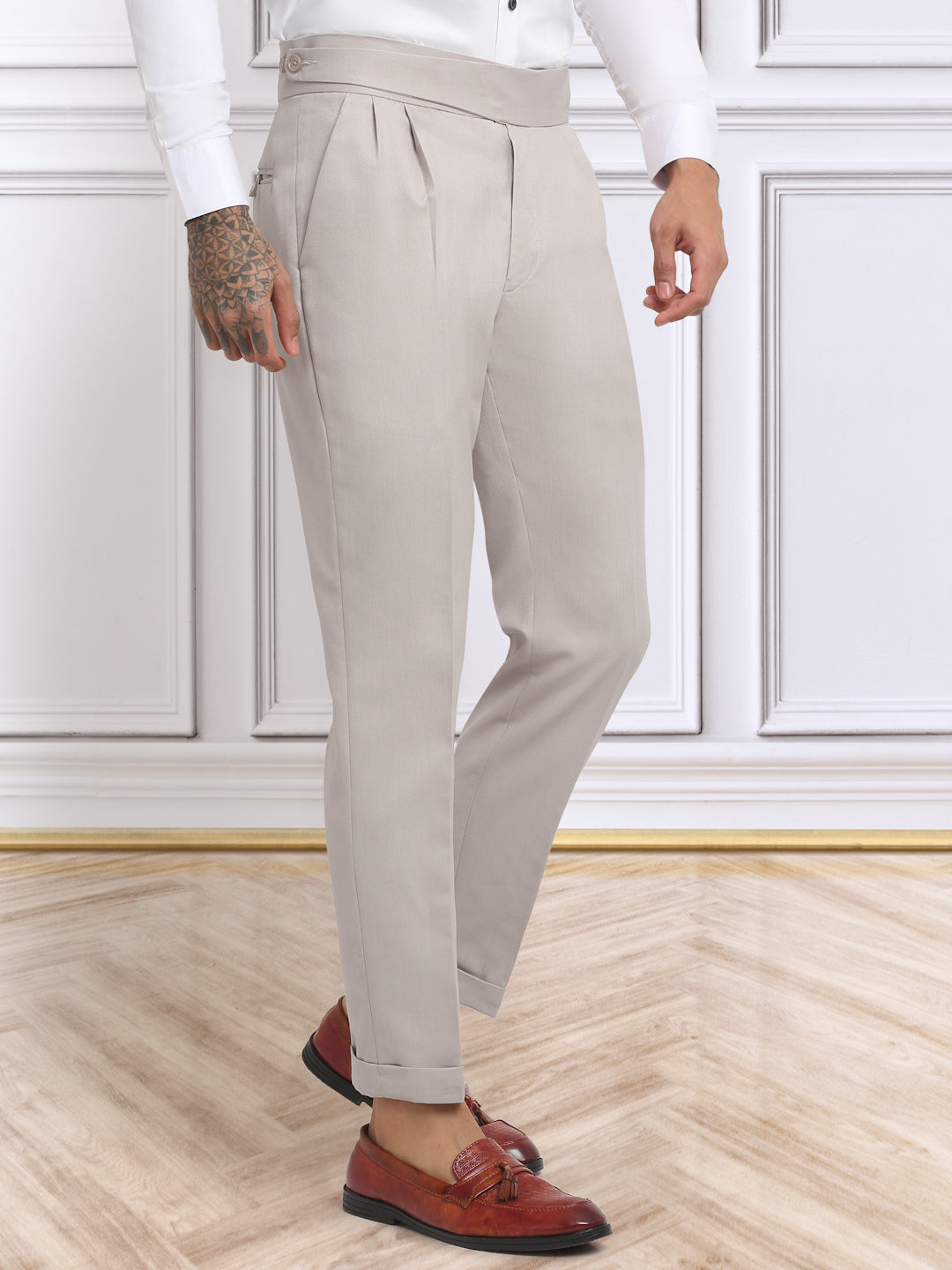 Italian Style Formal Gurkha Pant-Beige