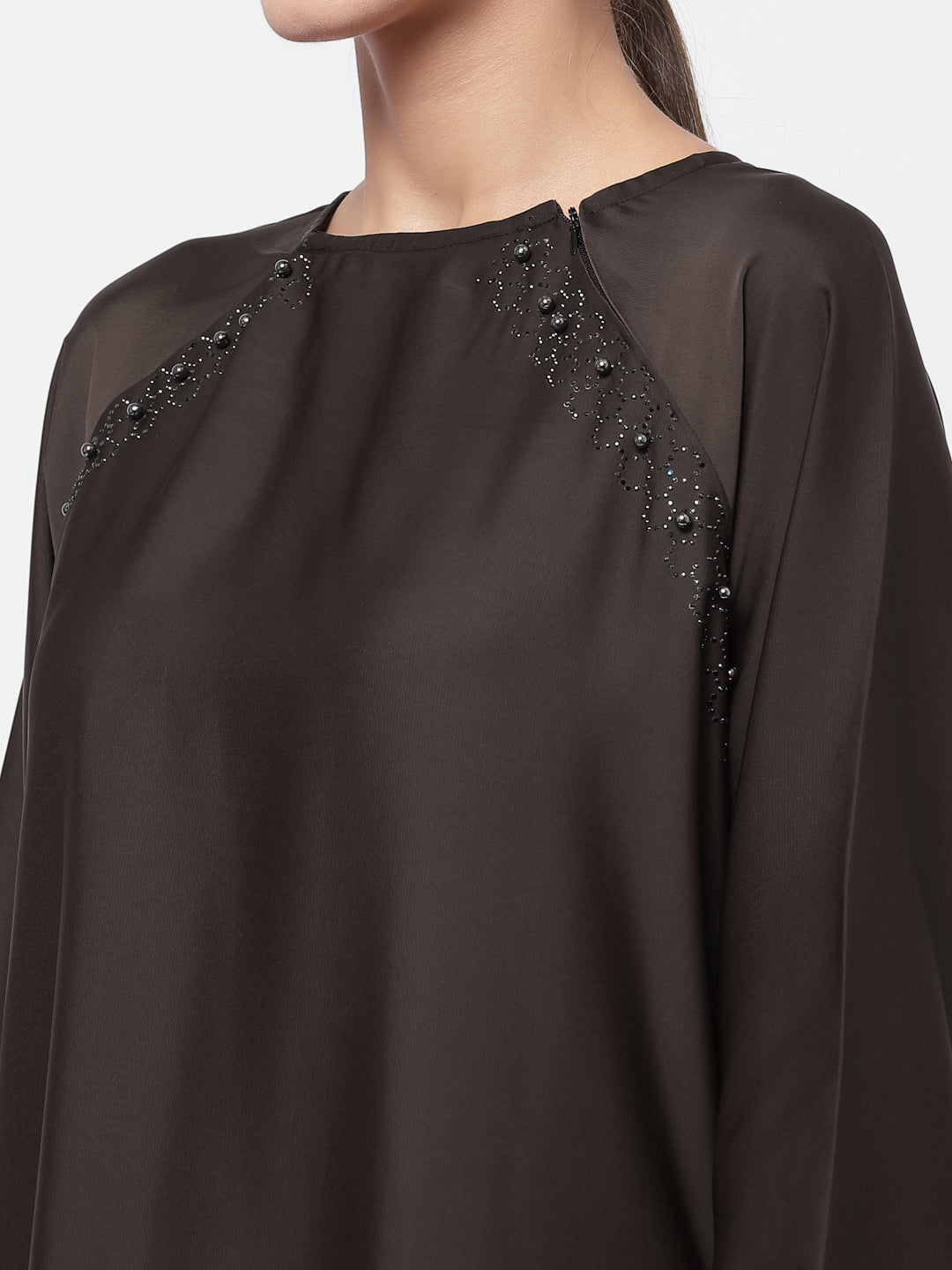 Klotthe Women Brown Embellished Burqa With Scarves