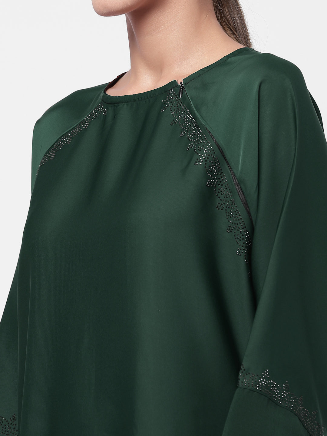 Klotthe Women Green Embellished Burqa With Scarves