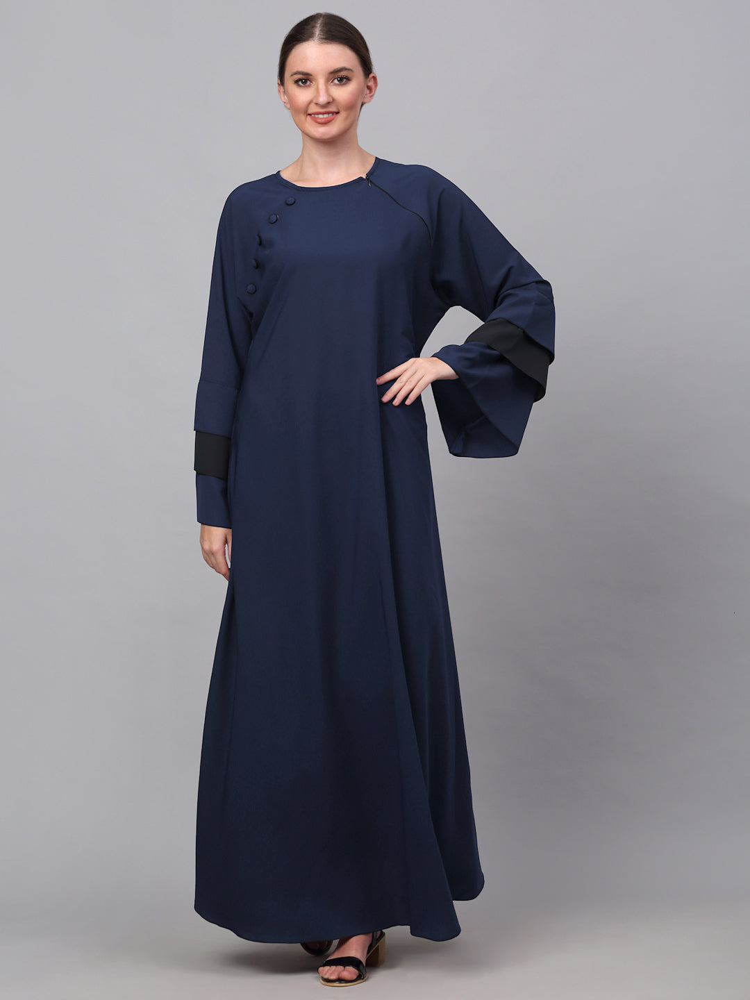 Klotthe Women Blue Embellished Burqa With Scarves