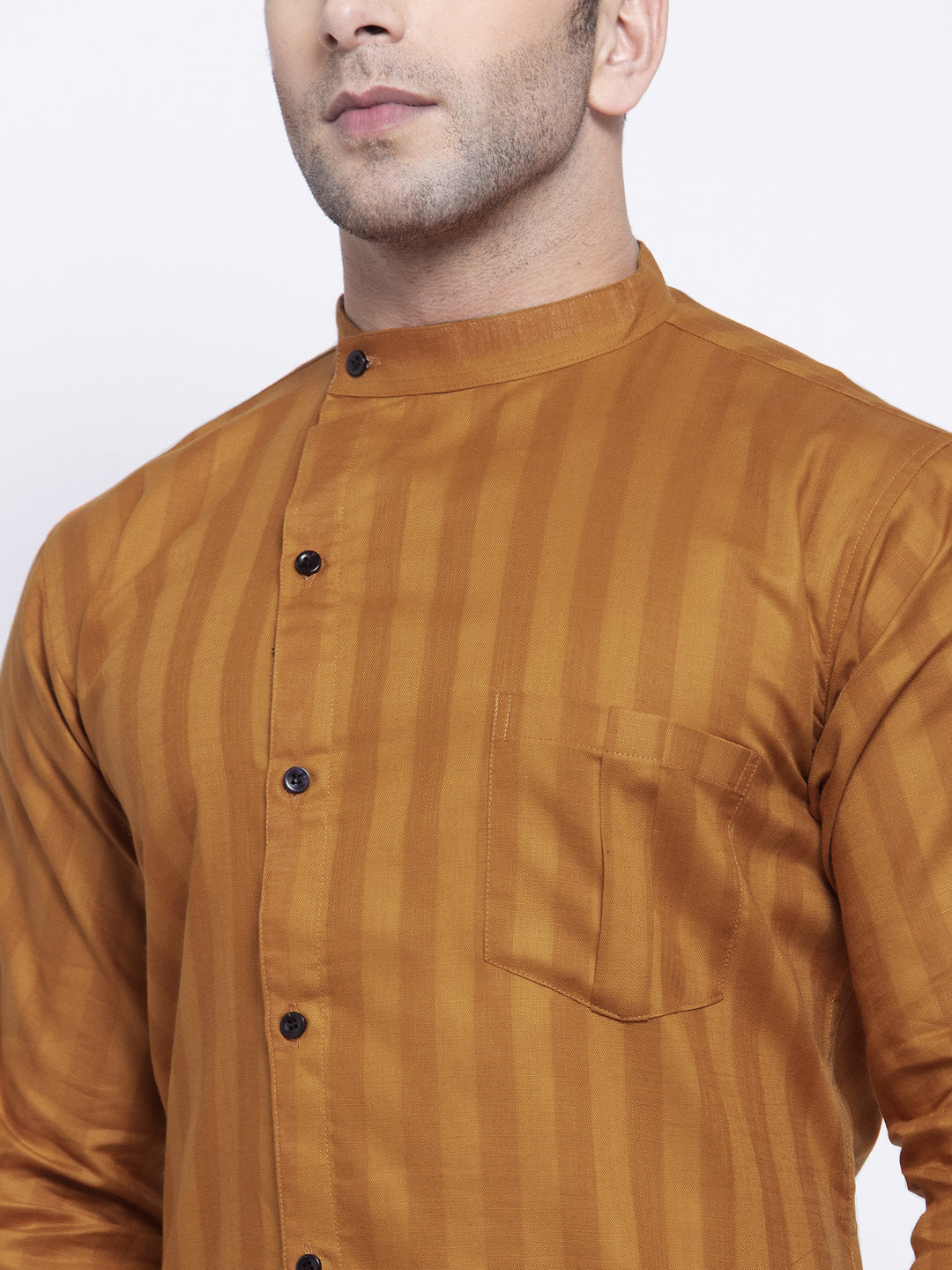 KLOTTHE Rust Cotton Striped Kurtas