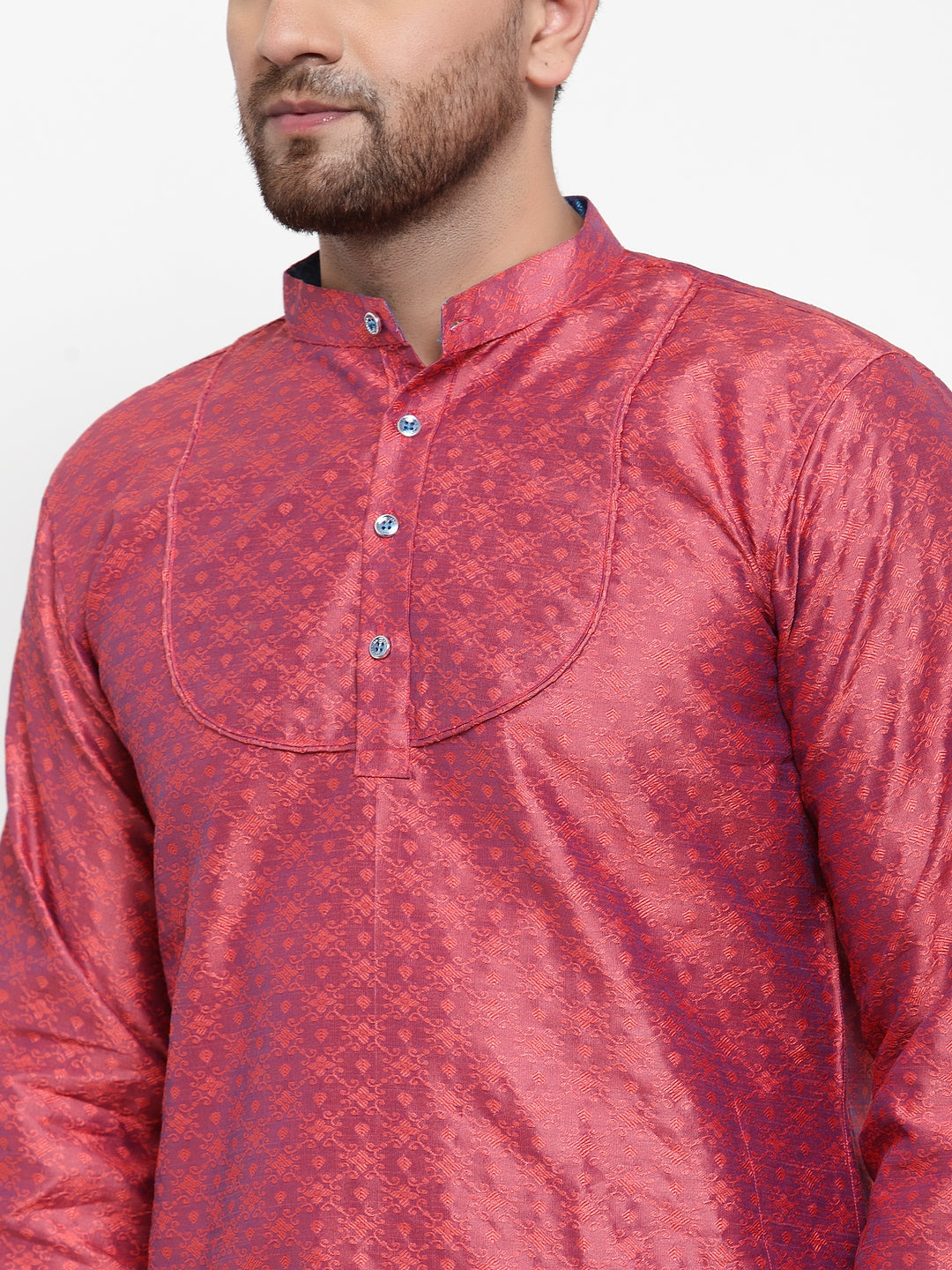 KLOTTHE Magenta Cotton Self Design Kurta With Pyjama