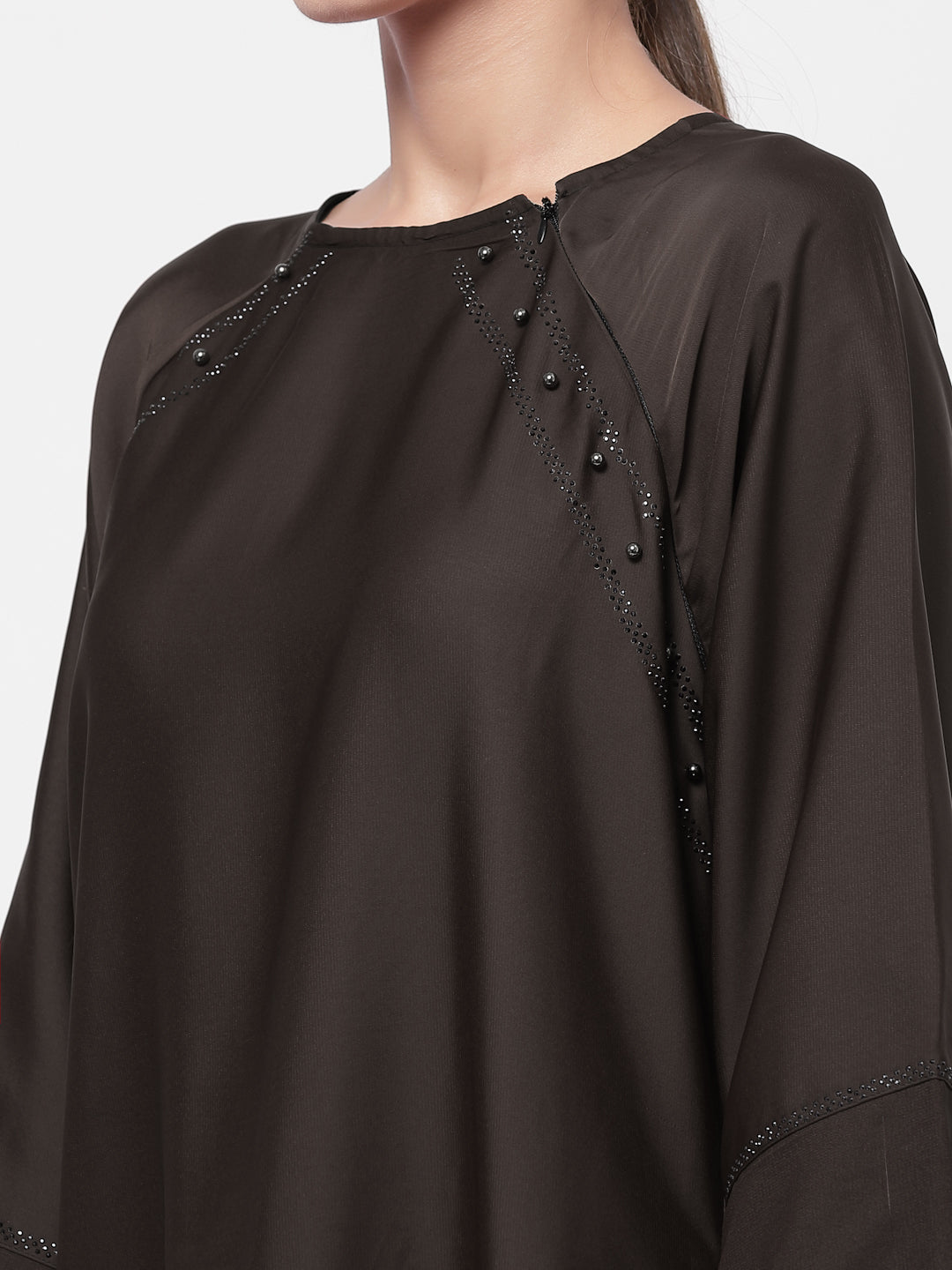 Klotthe Women Brown Embellished Burqa With Scarves