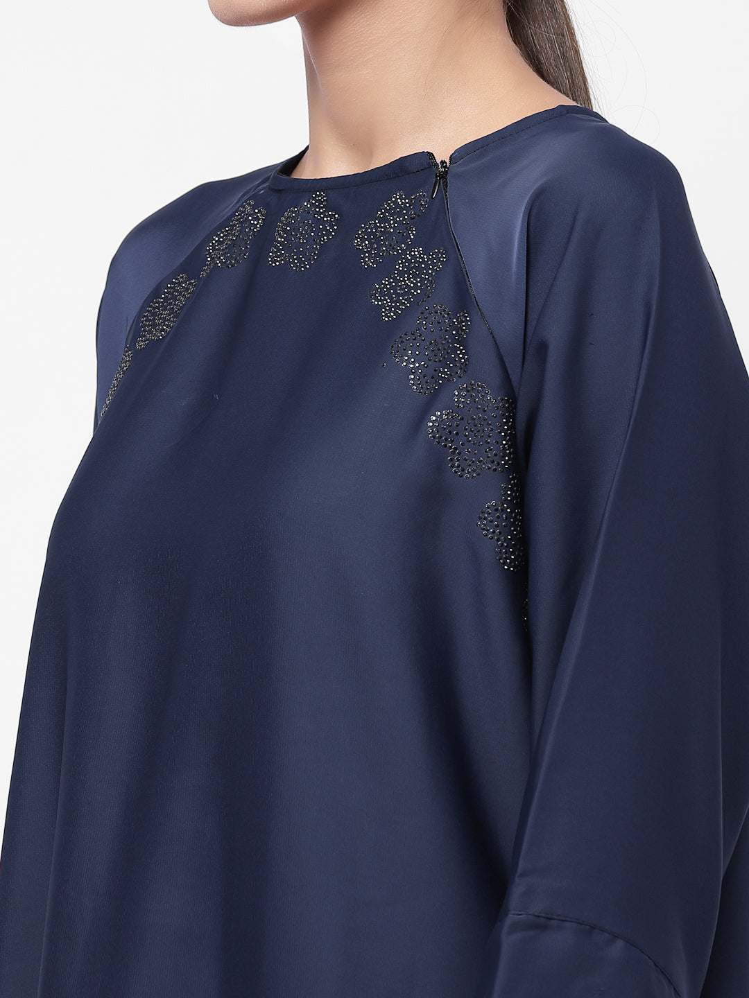 Klotthe Women Blue Embellished Burqa With Scarves