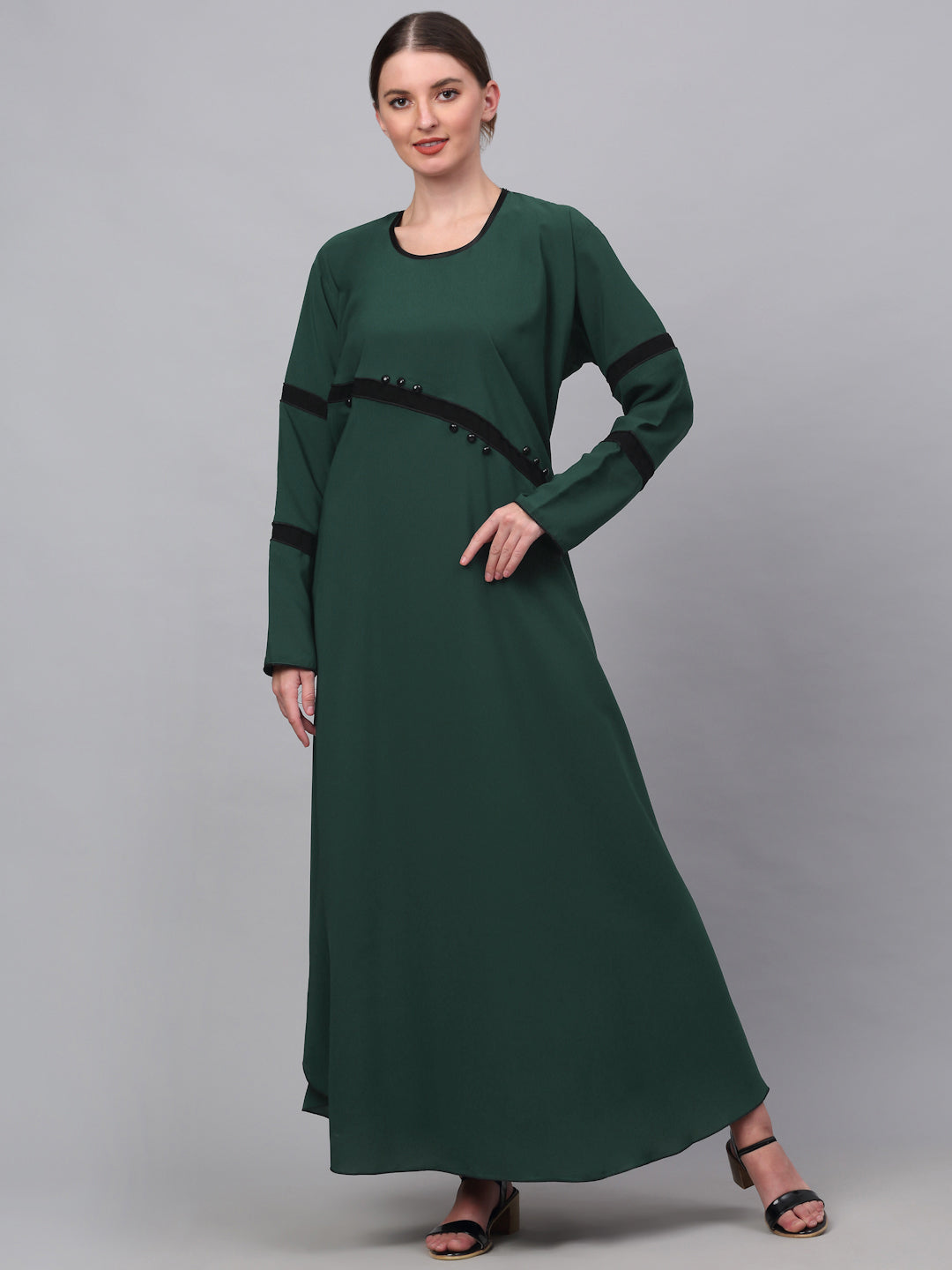 Klotthe Women Green Embellished Burqa With Scarves