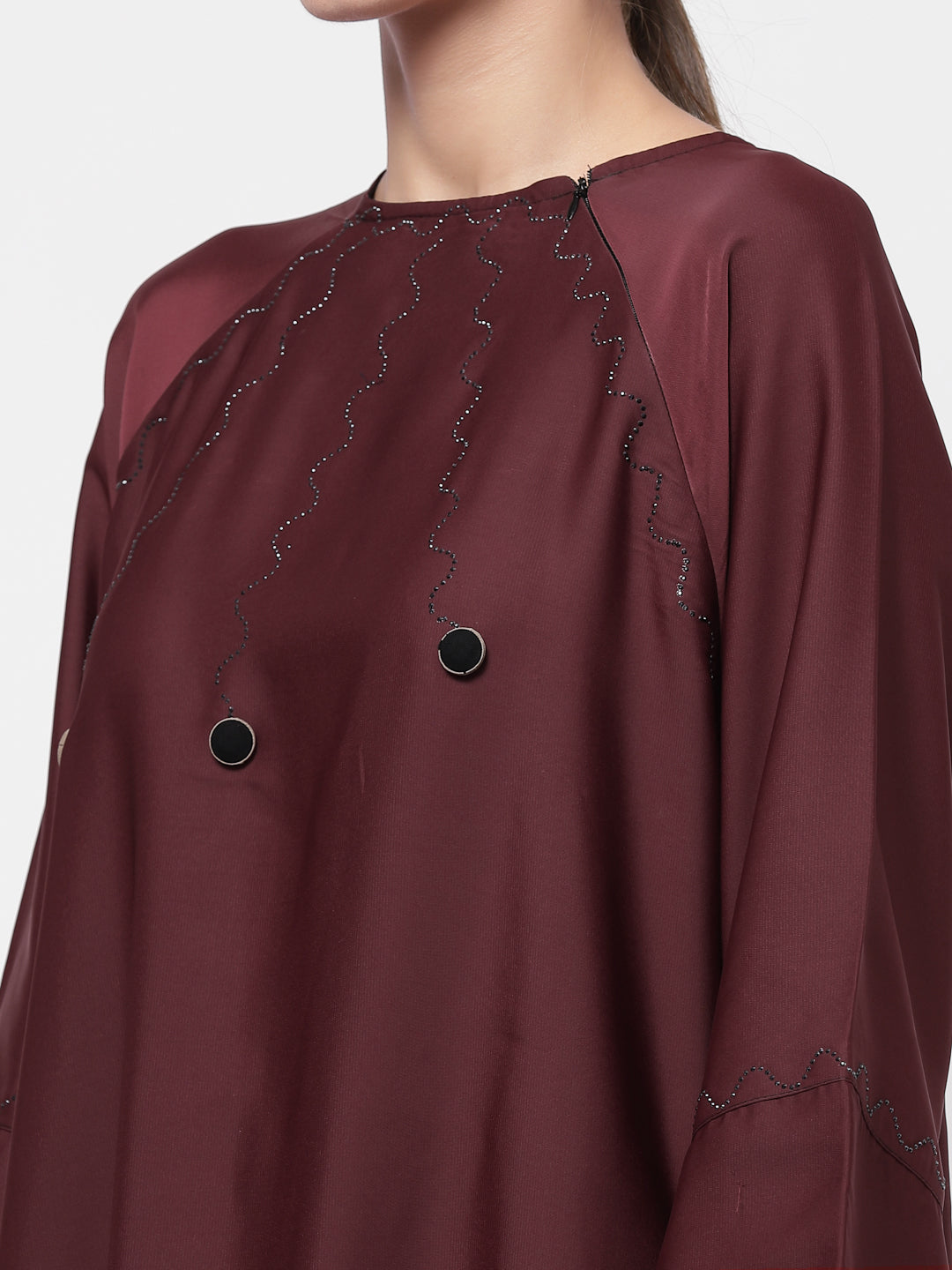 Klotthe Women Maroon Embellished Burqa With Scarves