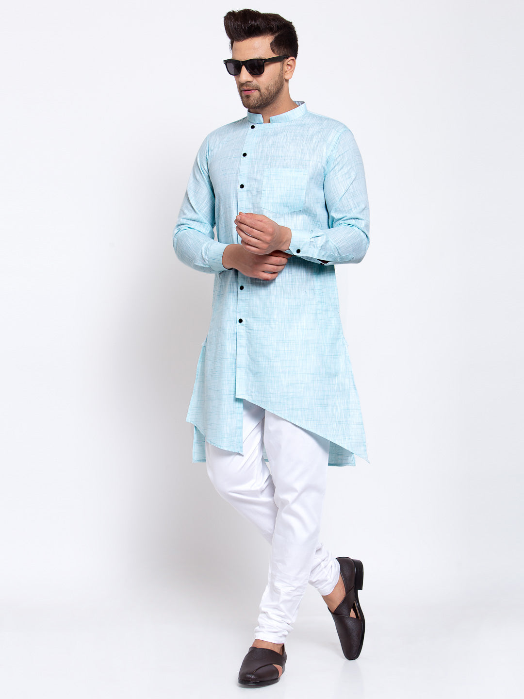 KLOTTHE SkyBlue Cotton Solid Kurta